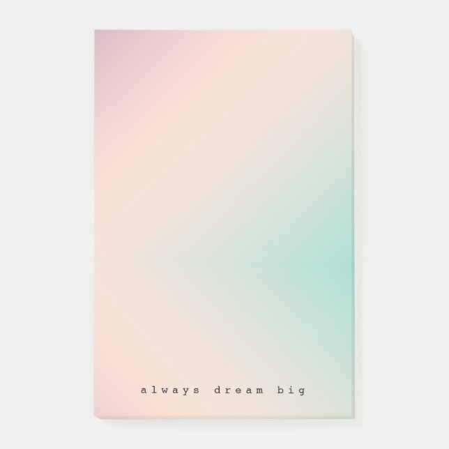 Notas Post-it® Peach Aqua Tie Dye inspiradora cita del sueño (Anverso)