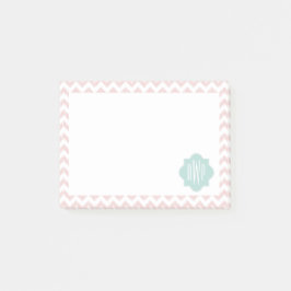 Notas Post-it® Peach Chevron Ikat Monogrammed Post Apunta