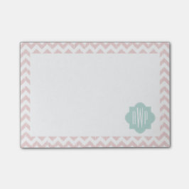 Notas Post-it® Peach Chevron Ikat Monogrammed Post Apunta