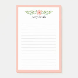 Notas Post-it® Peach Florals Personalized Lined