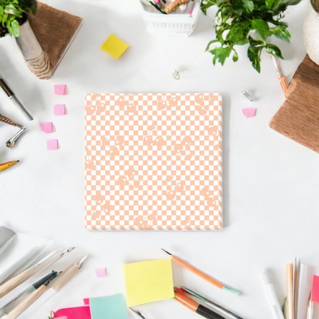 Notas Post-it® Peach Fuzz Cherry Gingham Pattern (Subido por el creador)