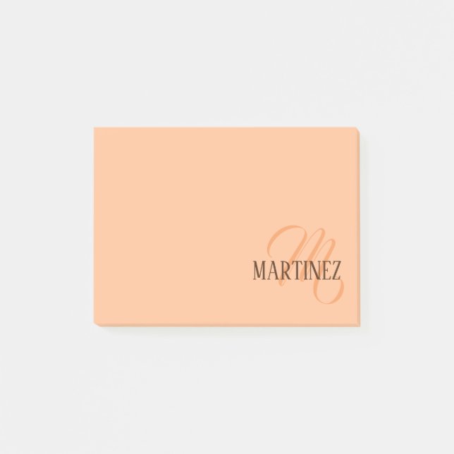 Notas Post-it® Peach Fuzz Elegante Nombre Personalizado (Anverso)