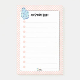 Notas Post-it® Peach Polka Dot Blue Diamond IMPORTANTE