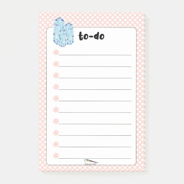 Notas Post-it® Peach Polka Dot Blue Diamonds TO-DO (Anverso)