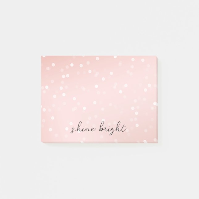 Notas Post-it® Peach Rubor White Bokeh Confetti (Anverso)