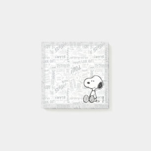 Notas Post-it® PEANUTS   Snoopy on Black White Comics