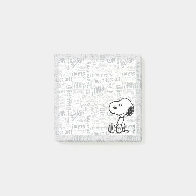 Notas Post-it® PEANUTS | Snoopy on Black White Comics (Anverso)