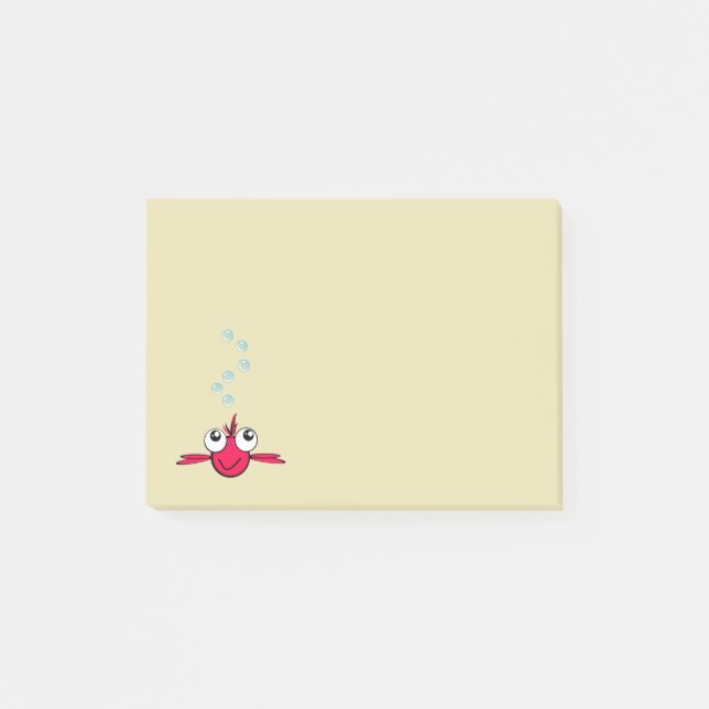 Notas Post-it® Peces rojos con Ilustracion Personalizado de ojos  (Anverso)