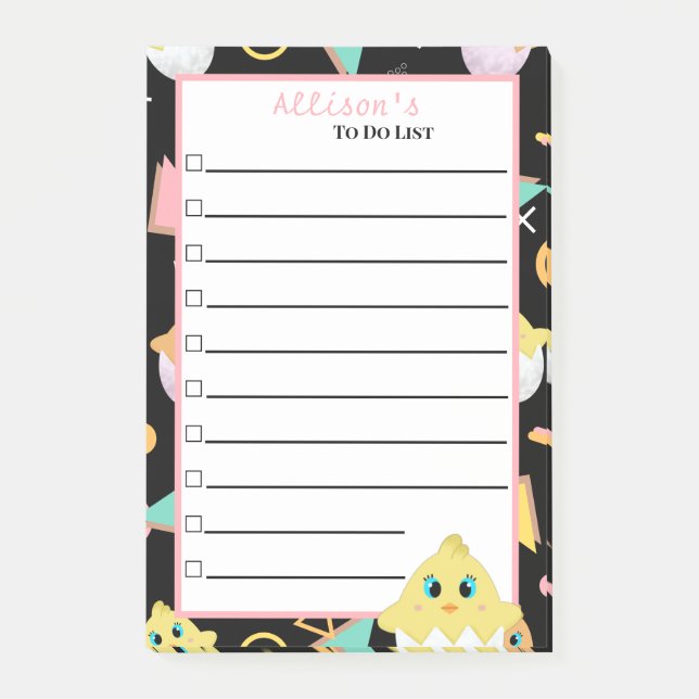 Notas Post-it® Peekaboo Black Baby Chick Notes (Anverso)
