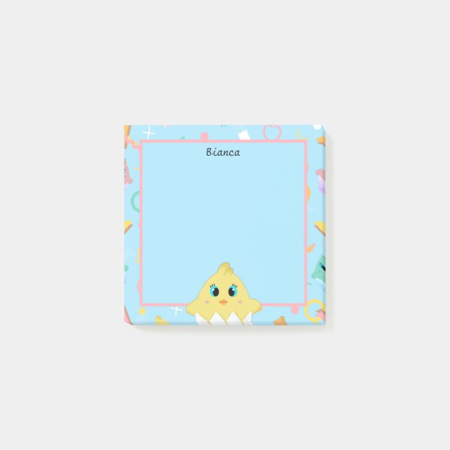 Notas Post-it® Peekaboo Blue Baby Chick (Anverso)