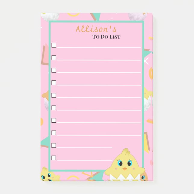 Notas Post-it® Peekaboo Pink Baby Chick Notes (Anverso)