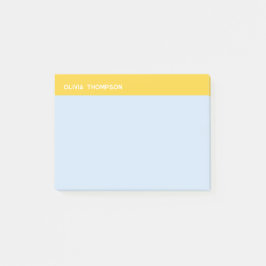 Notas Post-it® Pegajoso azul y amarillo