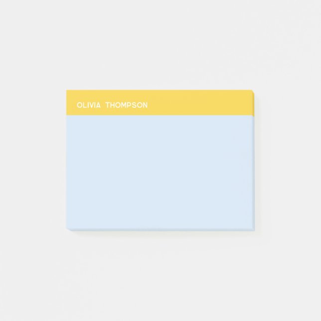Notas Post-it® Pegajoso azul y amarillo (Anverso)