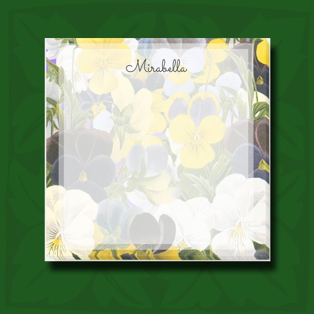 Notas Post-it® Pegatina del patrón de pansy floral personalizado (Pansy and violet flowers botanical post-its)