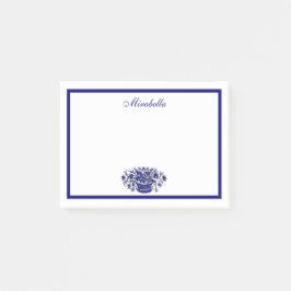 Notas Post-it® Pegatinas de borde azul y floral blanco y azul per