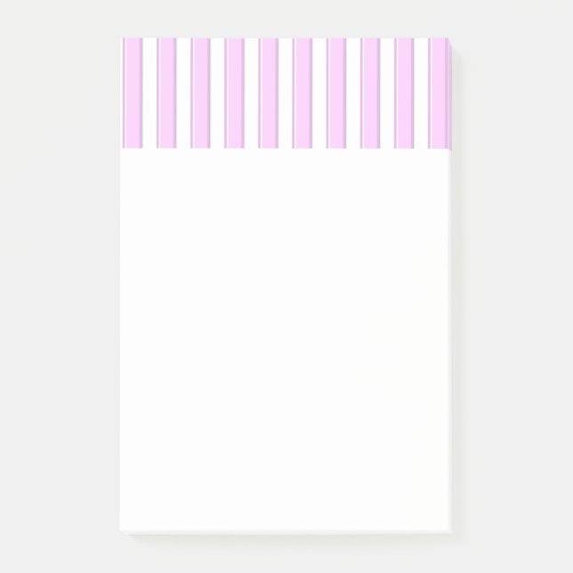Notas Post-it® Pegatinas de patrón de franjas blancas rosadas (Anverso)