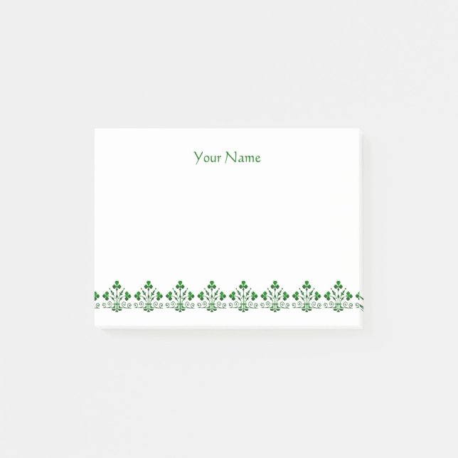 Notas Post-it® Pegatinas de Personalizado del patrón de Shamrock  (Anverso)
