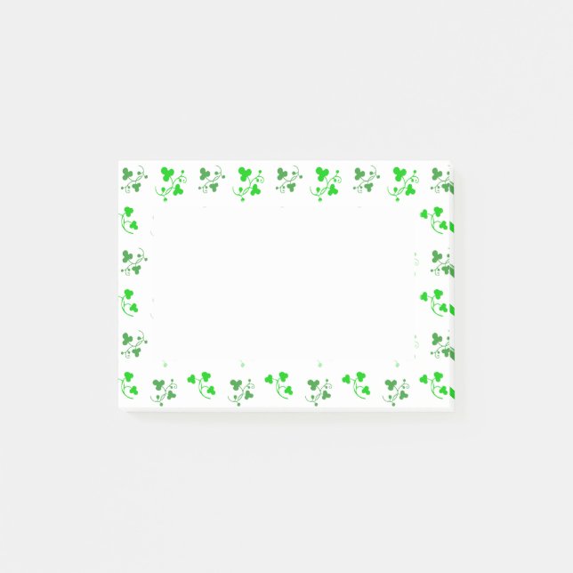 Notas Post-it® Pegatinas del patrón de Shamrock verde (Anverso)