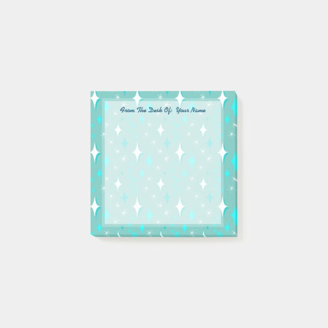 Notas Post-it® Pegatinas editables de 3"x3" con estrellas retro e (Anverso)