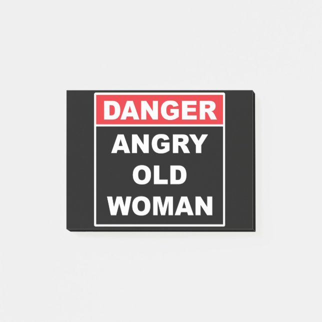 Notas Post-it® Peligro: Angry Old Woman - Gracioso Regalo Mordaza (Anverso)