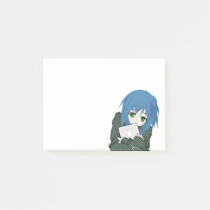 Notas Post-it® Pelo azul de carácter anime