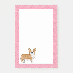 Notas Post-it® Pembroke Galés Corgi Rojo Patrón de Corazón de Amo