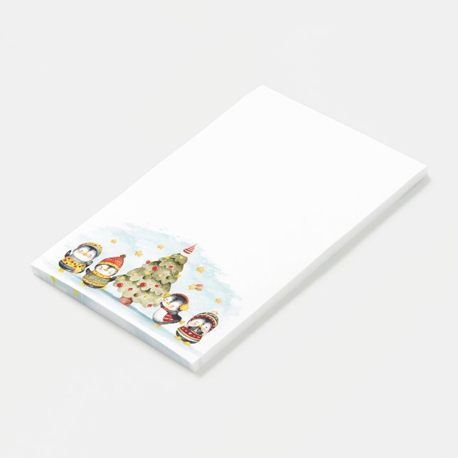 Notas Post-it® Penquins de Navidades Cutos (En perspectiva)
