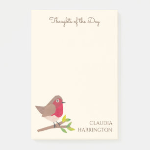 Notas Post-it® Pensamientos del día Primavera Robin ilustrada a m