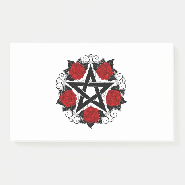 Notas Post-it® Pentagram con rosas rojas (Anverso)