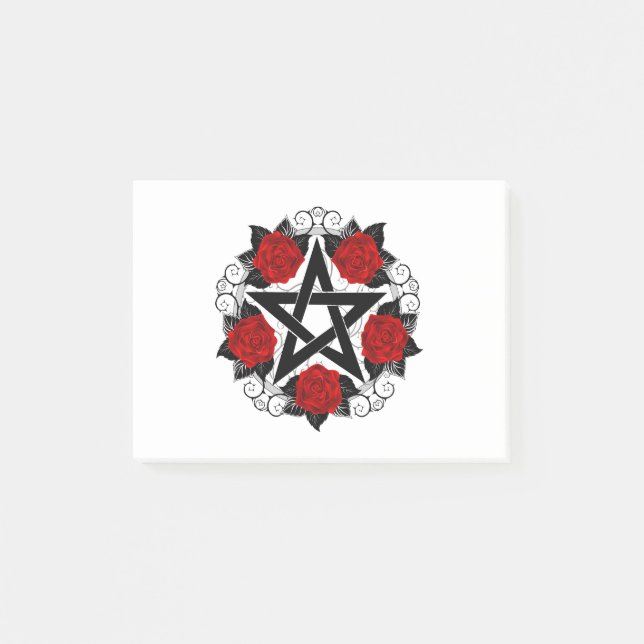 Notas Post-it® Pentagram con rosas rojas (Anverso)