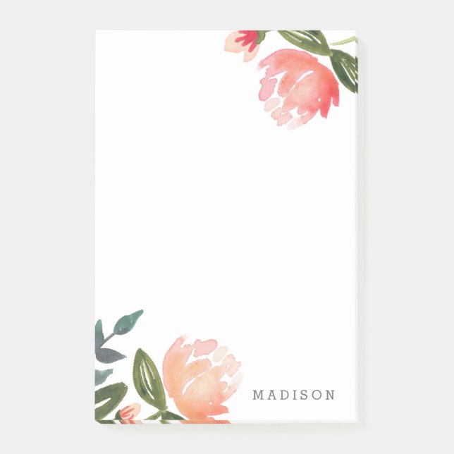 Notas Post-it® Peonies del melocotón (Anverso)