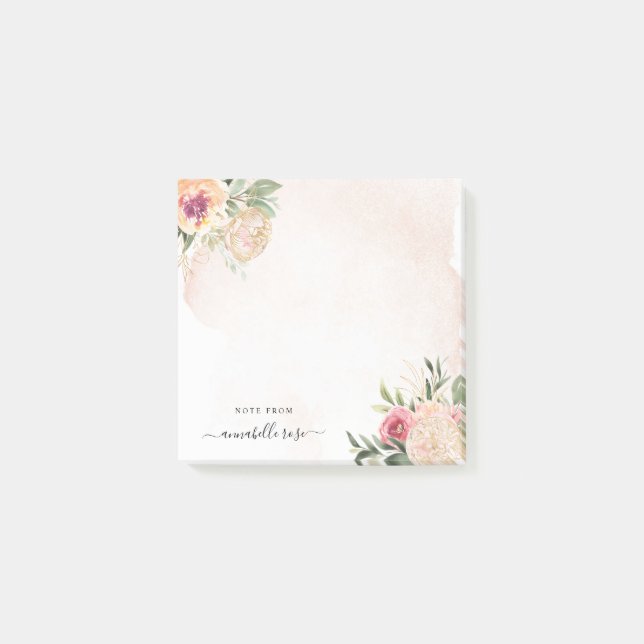 Notas Post-it® Peony y el florecimiento del Relieve metalizado do (Anverso)