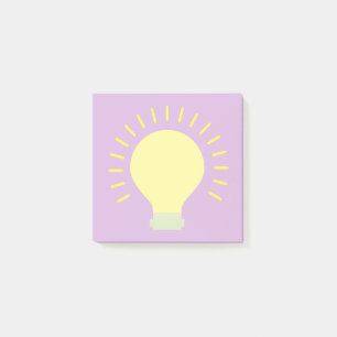 Notas Post-it® Pequeña bombilla morada amarillo arte 3x3 pegajoso