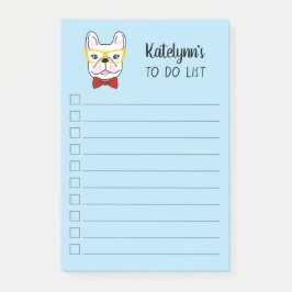 Notas Post-it® Pequeña Frenchie| Azul| Personalizado