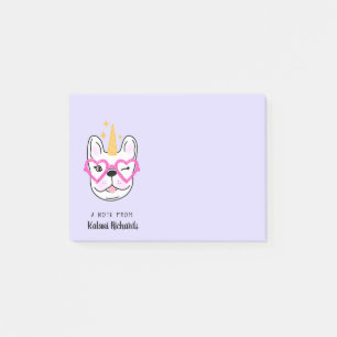 Notas Post-it® Pequeña Frenchie Cute Personalizada   Morado