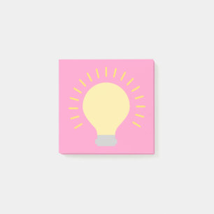 Notas Post-it® Pequeña lámpara de luz amarilla rosa caliente 3x3