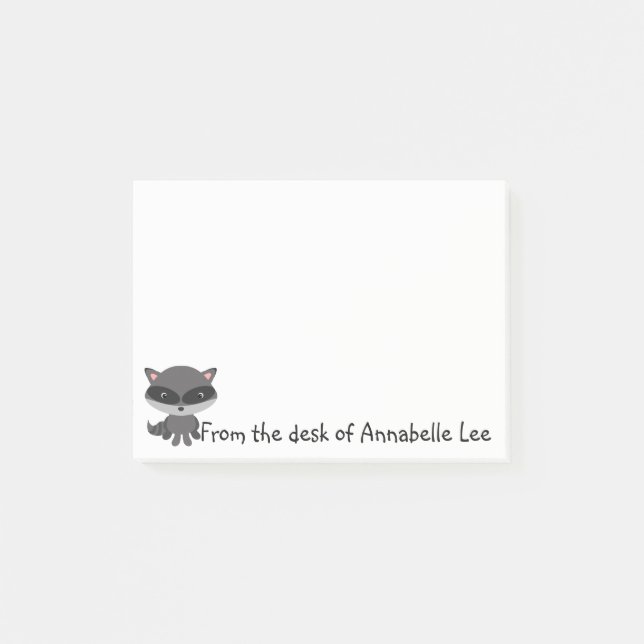Notas Post-it® Pequeño amigo del mapache (Anverso)