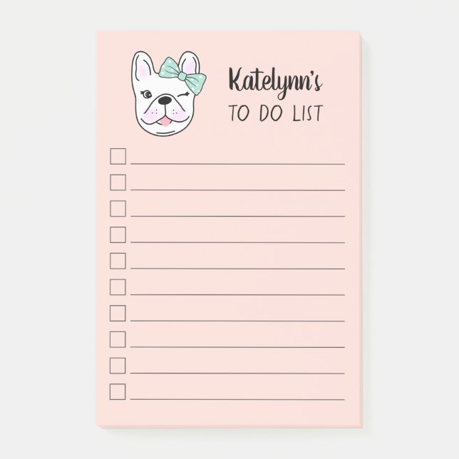 Notas Post-it® Pequeño Bulldog francés| Pescado| Personalizado (Anverso)
