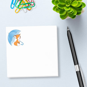 Notas Post-it® Pequeño Fox soñoliento lindo debajo del paraguas