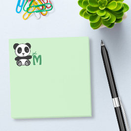 Notas Post-it® Pequeño Panda lindo con monograma de palo de bambú
