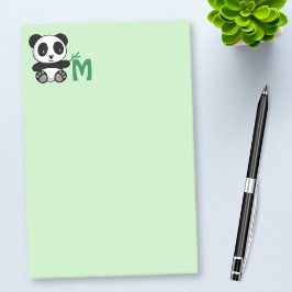 Notas Post-it® Pequeño Panda lindo con monograma de palo de bambú