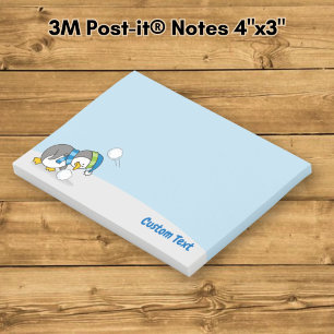 Notas Post-it® Pequeño pingüino recibiendo una bola de nieve Post