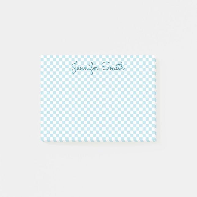 Notas Post-it® Pequeño Robin Egg Blue Check (Anverso)