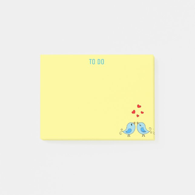 Notas Post-it® Pequeños pájaros azules que hacer en amarillo (Anverso)