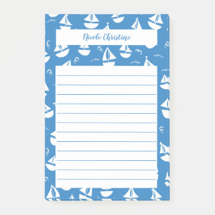 Notas Post-it® Pequeños veleros PERSONALIZAR azul modelo IT Bloc