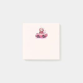 Notas Post-it® Perezoso lindo conduciendo un convertible rosa