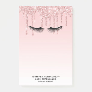 Notas Post-it® Perforaciones modernas de Purpurina rosado y pesta