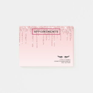Notas Post-it® Perforaciones modernas de Purpurina rosado y pesta