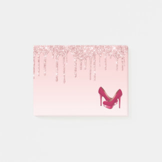 Notas Post-it® Perforaciones modernas de Purpurina rosado y tacon
