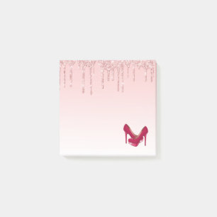 Notas Post-it® Perforaciones modernas de Purpurina rosado y tacon